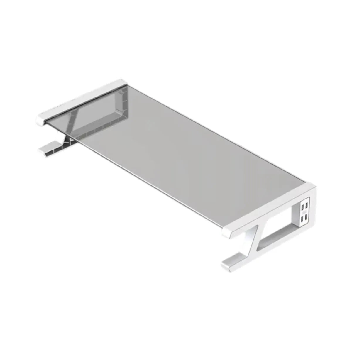 Support écran PC VisionHub blanc en verre trempé sur fond blanc