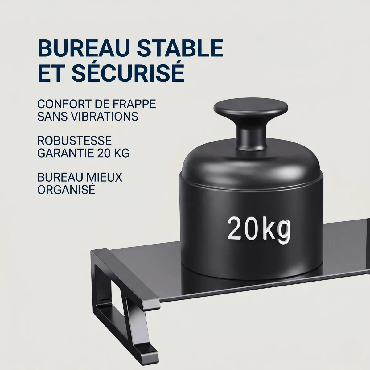 Support écran PC VisionHub prouvant sa robustesse avec une charge de 20 kg