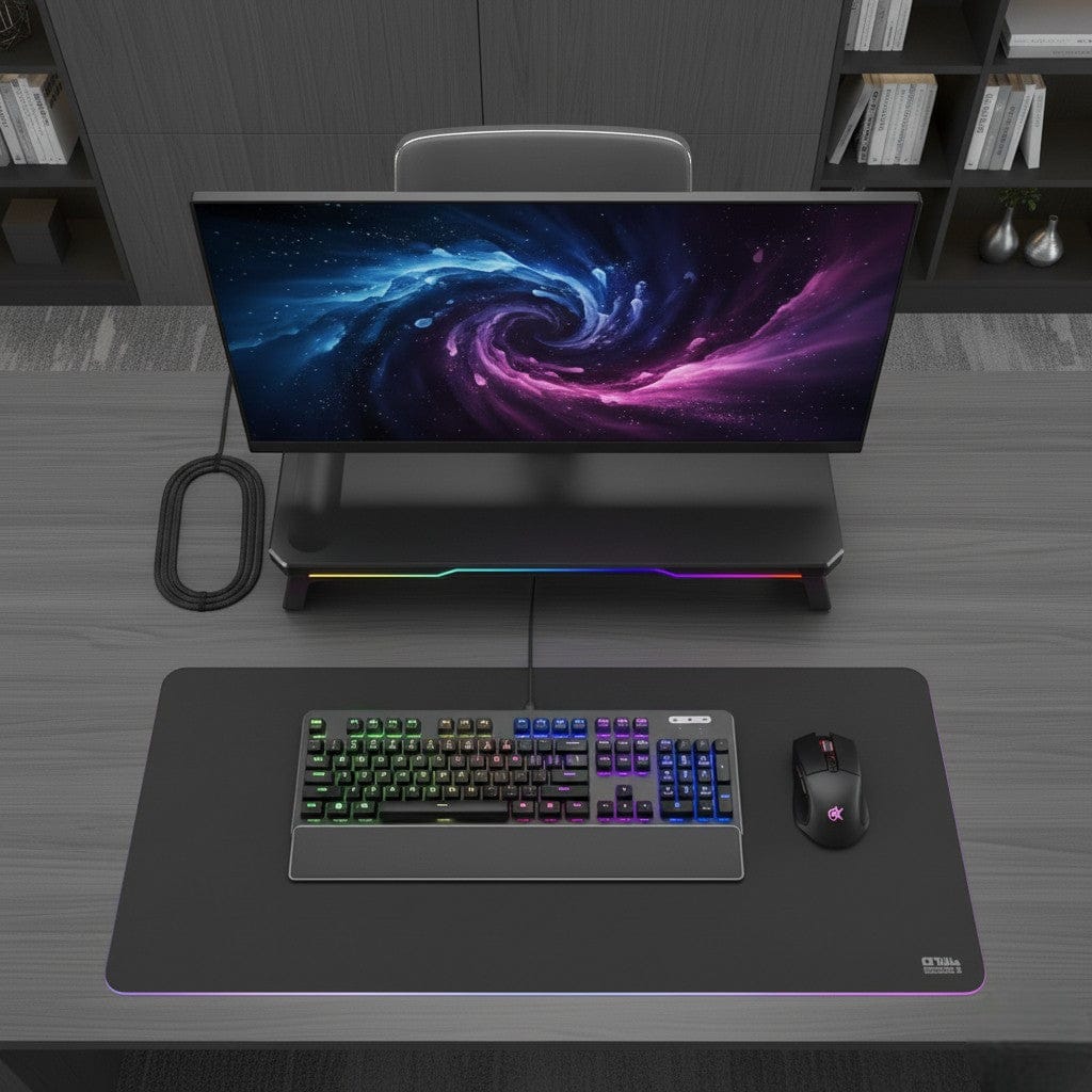 Support Écran RGB avec Ports USB et Éclairage Multicolore