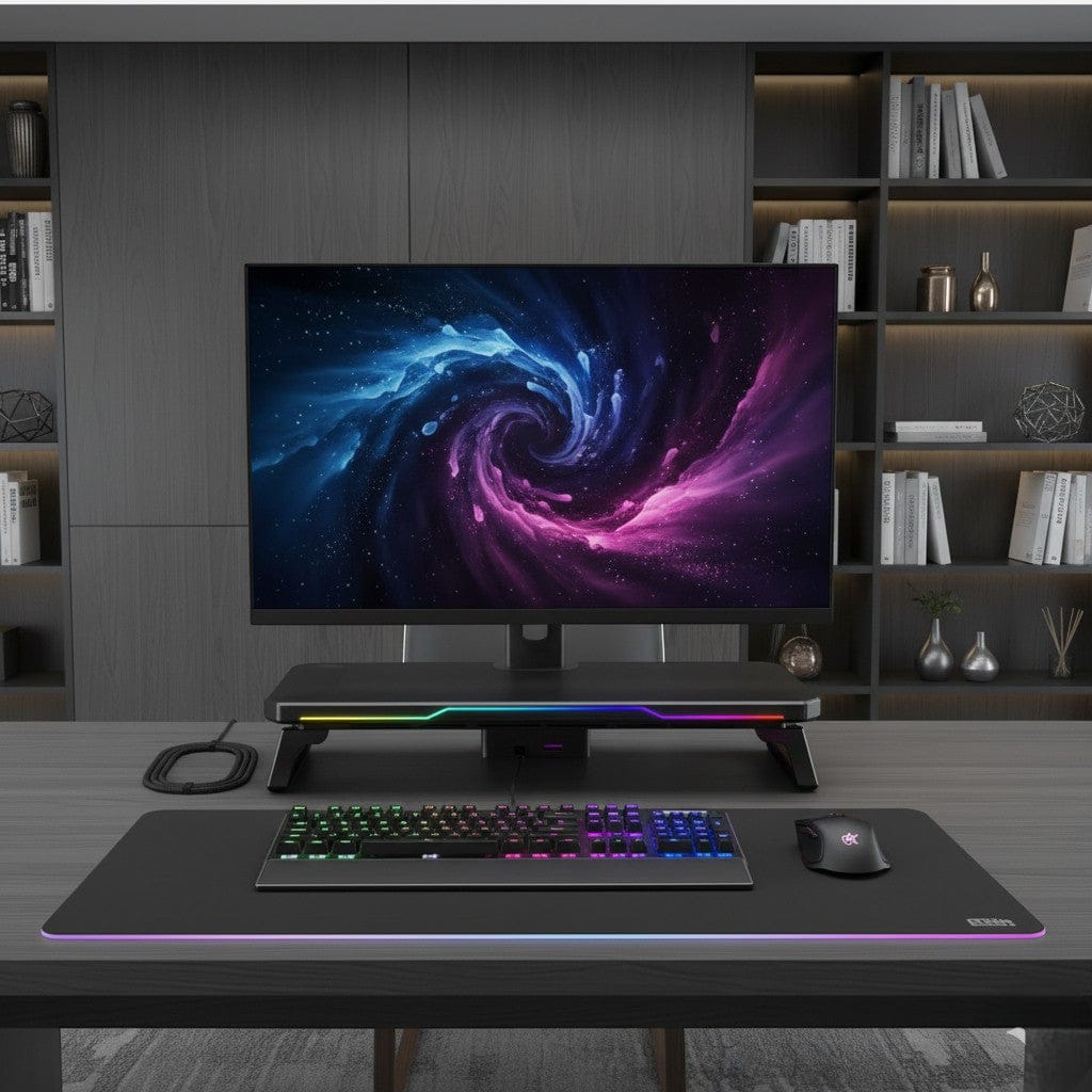 Support Écran RGB avec Ports USB et Éclairage Multicolore