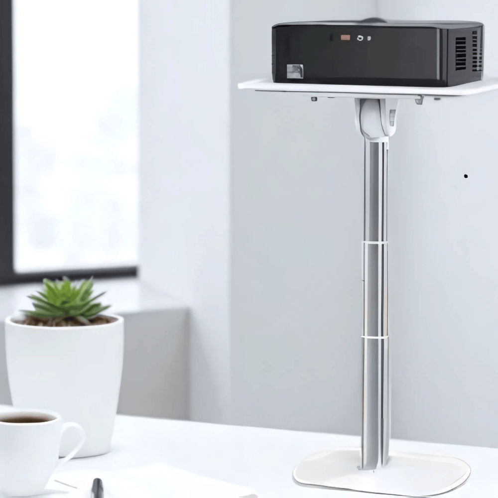 Support Ordinateur Portable Blanc Télescopique - Hauteur 30-55 cm, Inclinaison 0-55°, Alliage d’Aluminium Premium