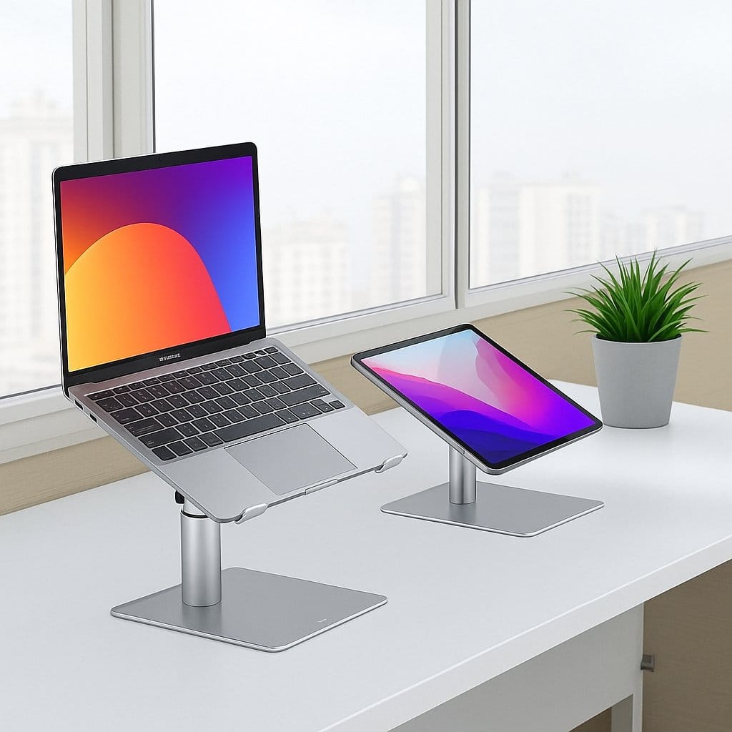 Support Ordinateur Portable en Aluminium - Robuste, Réglable en Hauteur et Inclinaison, Ventilation Optimisée