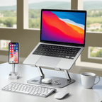 Support Ordinateur Portable Pliable en Acier – Réglable en Hauteur & Angle, Ventilation Optimisée