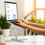 Support Ordinateur Portable Pliable en Aluminium - Table Rotative 360°, Hauteur Réglable et Ventilation Optimisée