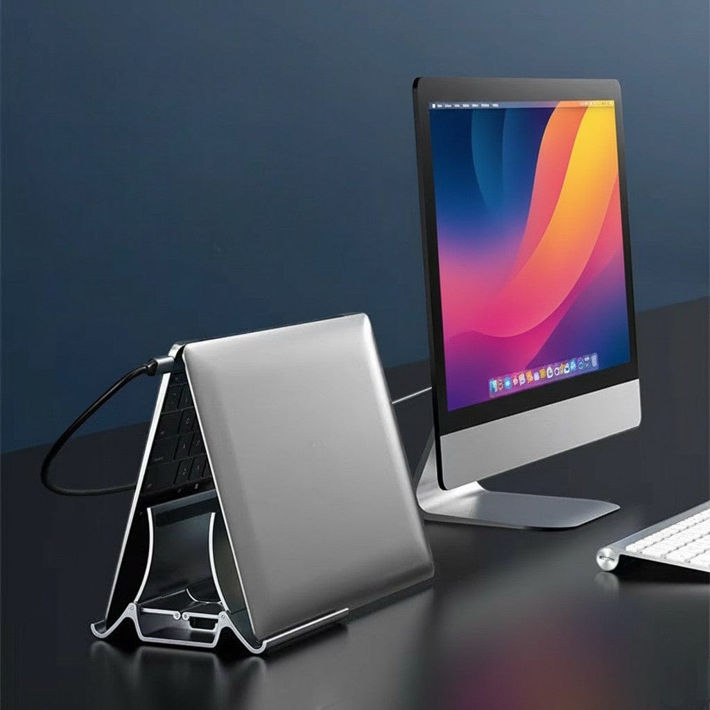 Support Ordinateur Portable Vertical Auto-Ajustable - Dissipation Thermique Optimisée