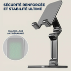Zoom sur les revêtements protecteurs et le quadrillage en silicone antidérapant du support pour téléphone ApexFlex Pro garantissant une stabilité d'ancrage absolue.