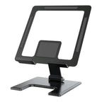 Support tablette ErgoPad X noir en aluminium, rehausseur ergonomique sur pied pour bureau.