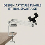 Support pour tablette FlexPro entièrement plié à plat sur un bureau pour un transport aisé