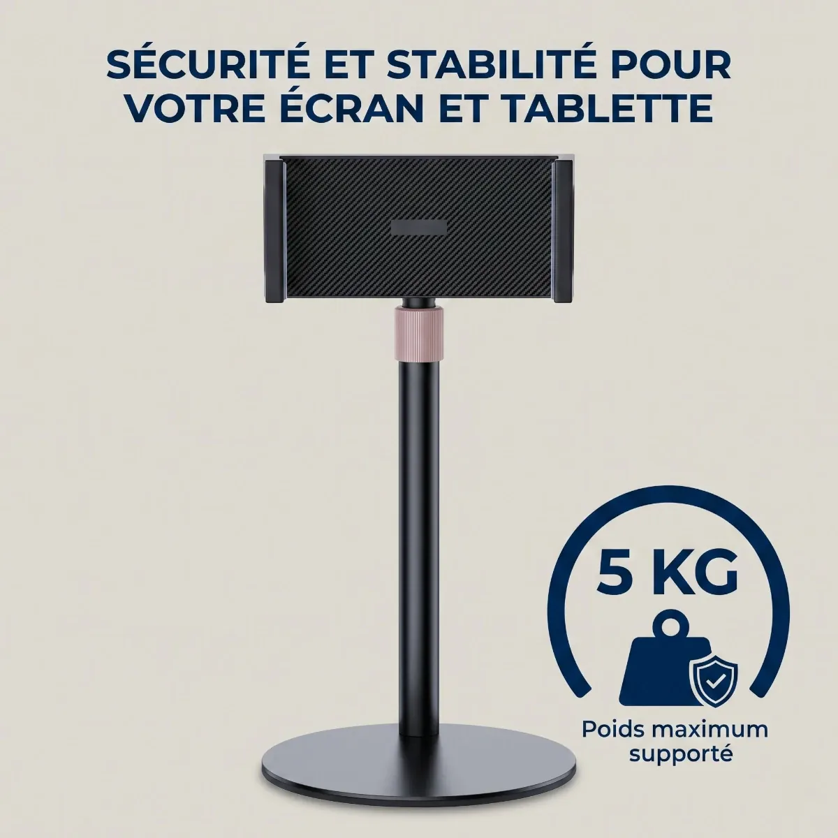 Poids maximum supporté de 5kg par le support tablette Horizon Pro