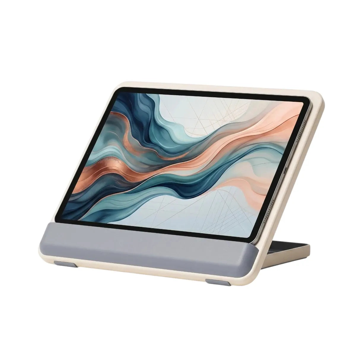 Photo studio du support pour tablette Kreativ Pro orientable sur fond blanc avec stylet
