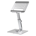 Support tablette Motion360 en aluminium couleur argent, idéal pour iPad et Samsung.
