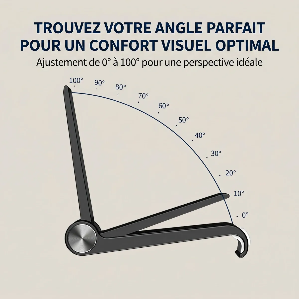Support téléphone AeroPivot avec angle de vision ajustable de 0 à 100 degrés pour une ergonomie parfaite