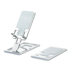 Rehausseur téléphone AeroRise Pro en aluminium argenté brossé avec revêtement de protection antidérapant.