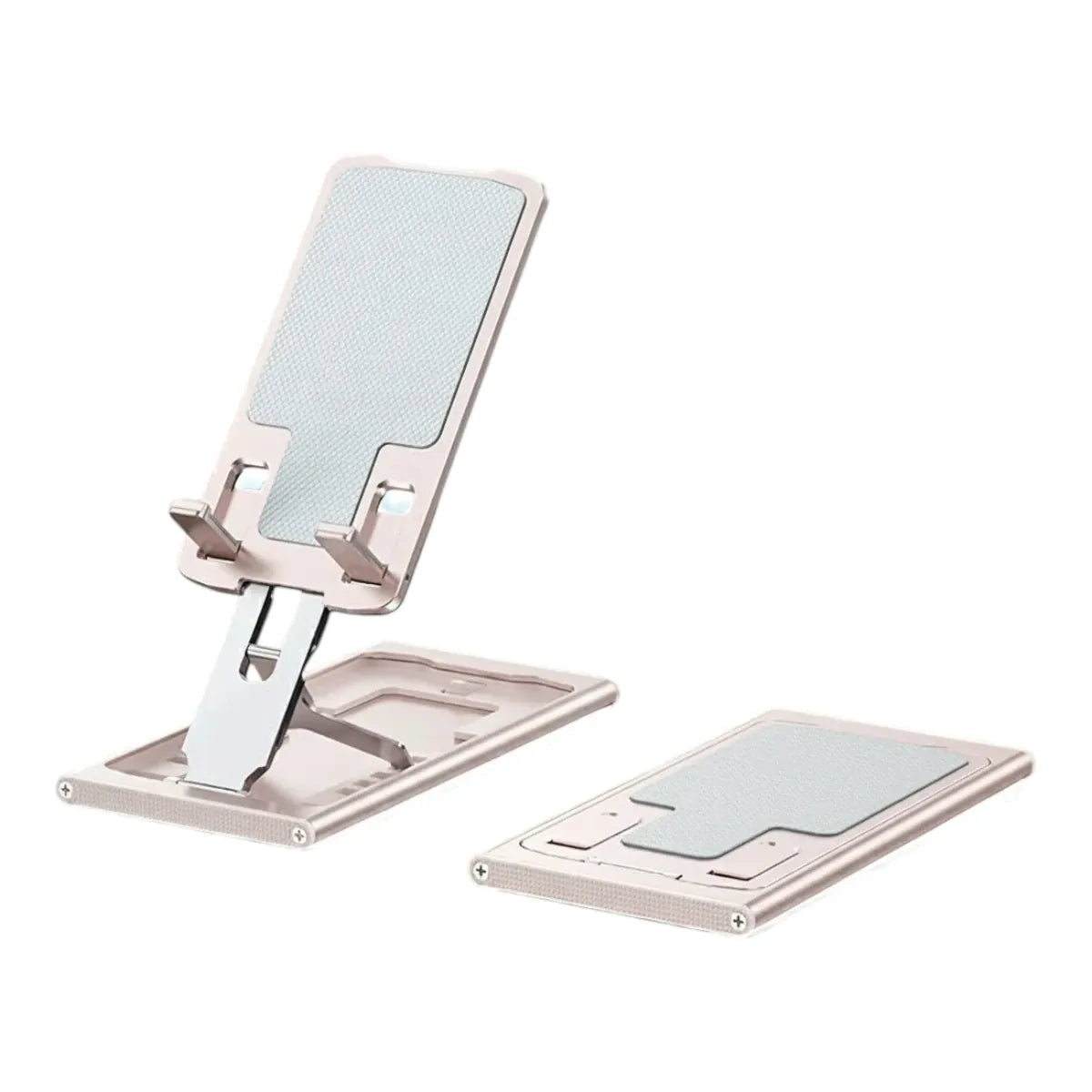 Socle pour smartphone AeroRise Pro or rose au design rétractable et compact pour le bureau et le lit.