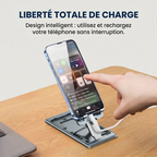 Station d'accueil minimaliste AeroRise Pro montrant la liberté totale de charge avec passage de câble fluide.