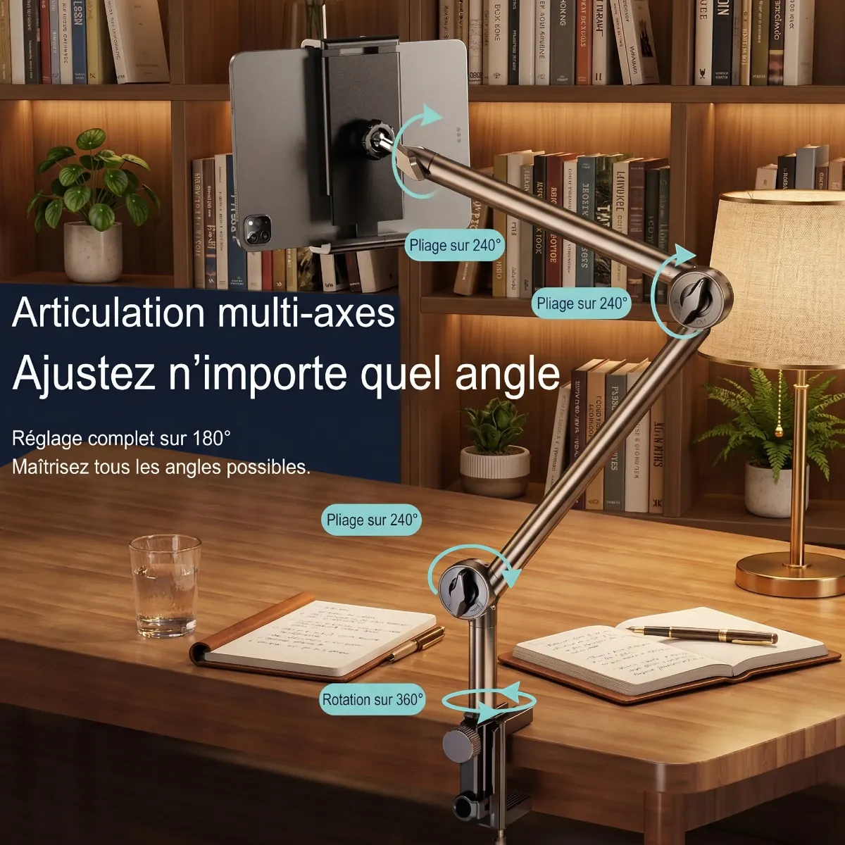 Démonstration du réglage multi-angles du support ergonomique orientable ErgoPivot