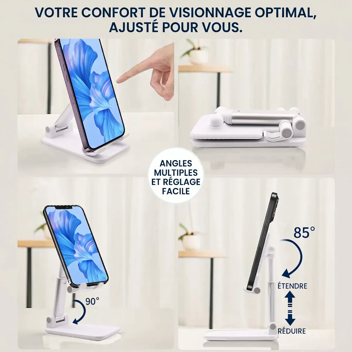 Ajustement des angles de visionnage multiples du support téléphone Kalyx Pro