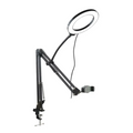 Vue de profil du support téléphone LuminaFlex avec ring light et bras articulé