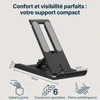 Support téléphone tablette pliable réglable universel avec dimensions et caractéristiques