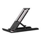 Support téléphone tablette pliable réglable universel noir, photo studio sur fond blanc
