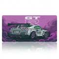 Photo studio à plat du Tapis de souris Apex Skyline GT-R violet, isolé sur fond blanc, montrant l'illustration GTR-R35 et le logo GT-R. Tissu micro-texturé XXL pour précision et glisse.