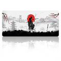 Tapis de souris Bushido Glide XXL au design Samurai Warrior sur fond blanc avec reflet premium pour setup gaming.