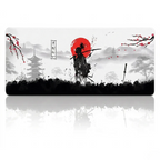 Tapis de souris Bushido Glide XXL au design Samurai Warrior sur fond blanc avec reflet premium pour setup gaming.