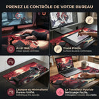 Infographie des 4 scénarios d'usage du tapis de souris Lunar Essence : Gaming FPS, Création, Minimalisme et Travail Hybride.