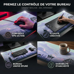 Action shot d'une main utilisant une souris de jeu sur le Tapis de Souris Orient Skyline, mettant en avant la texture haute densité pour une précision chirurgicale.