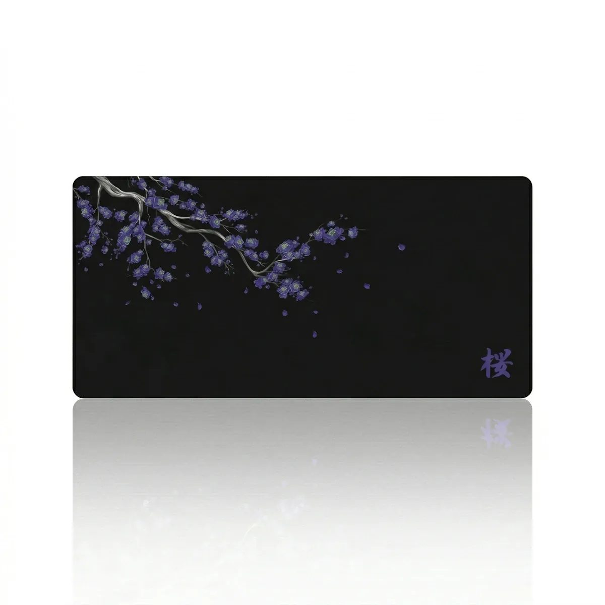 Tapis de souris Sakura Midnight XXL noir et violet, micro-tissage haute densité pour précision et contrôle.