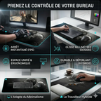 Scénarios d'utilisation du tapis de souris XGZ Tactical Ops-Elite XXL : Gamer FPS, Créatif Design, Minimaliste, Travailleur Hybride. Tissu micro-tressé pour la précision et le contrôle tactique.