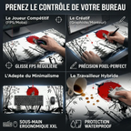 Infographie des usages du tapis de souris XXL Bushido – Édition Samouraï – Précision & Glisse : Gaming FPS, Graphisme et Bureau.