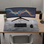 Tapis de Souris XXL Gris Marbré - Station de Travail Étendue pour Télétravail