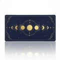 Tapis de souris XXL Celestial Arcana Glide, fond Bleu Marine foncé, phases de lune et tracé or.