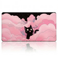 Photo de produit de haute qualité montrant le tapis de souris XXL Nebula Cat en version Sakura Cloud (nuages roses pastel). Le tapis est posé à plat avec un reflet miroir précis sur le bas, sur un fond blanc pur.