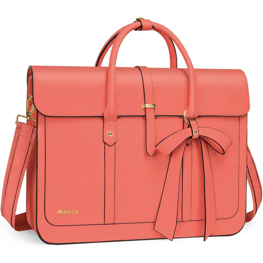Sac de bureau femme L’Ambitieuse 4-en-1 en cuir PU couleur corail dynamique.