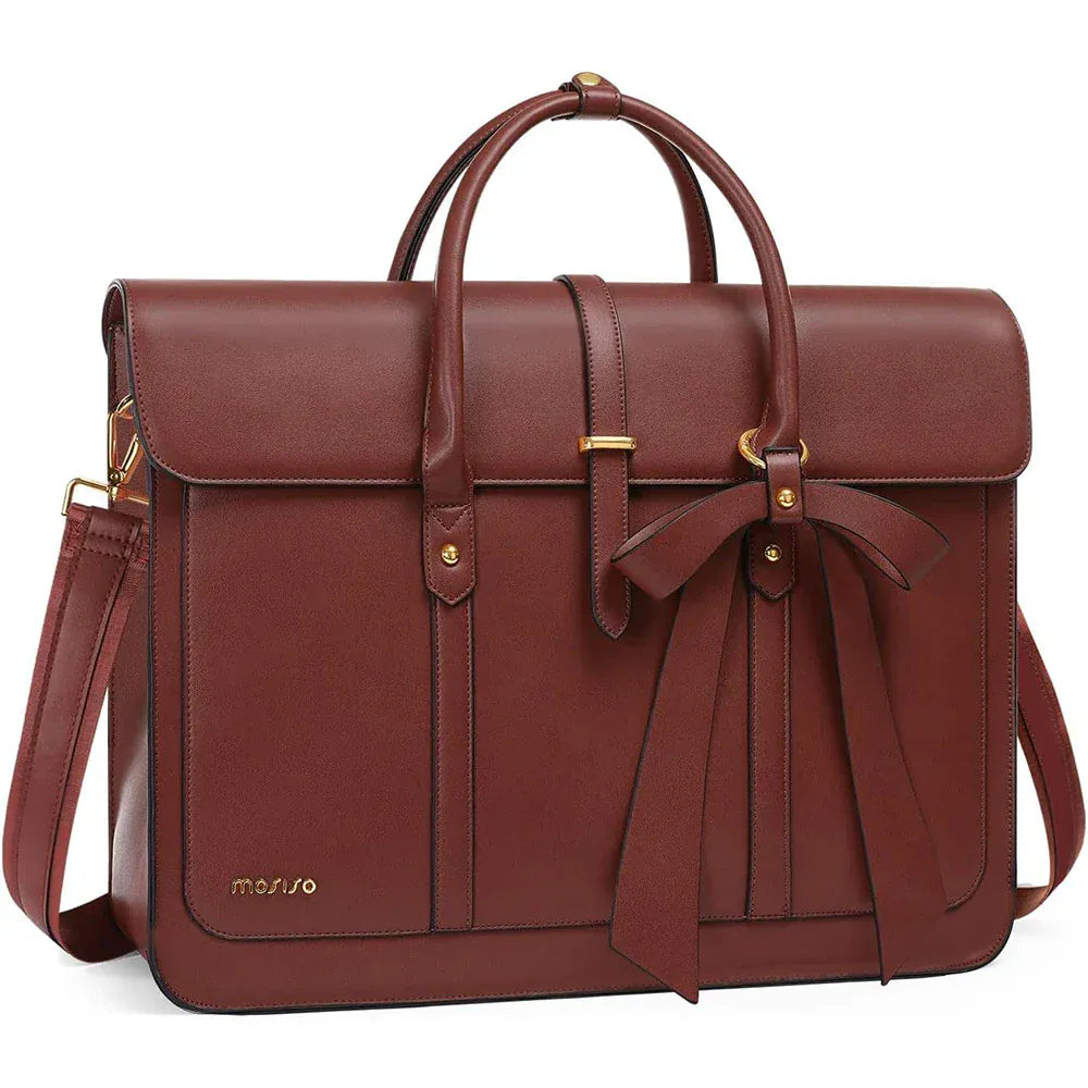 Cabas ordinateur femme L’Ambitieuse 13 à 16 pouces en cuir PU marron terre cuite.