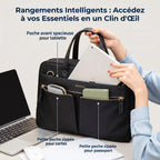 Accès rapide aux poches frontales du tote bag ordinateur femme Sérénia