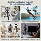Mosaïque d'exemples d'utilisation du Trepied Horizon pro pour le bureau, le vlog, l'art et le streaming