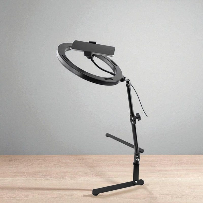 Trépied Téléphone avec Anneau Lumineux LED 10 Pouces - Station de Travail Mobile
