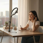 Trépied Téléphone avec Anneau Lumineux LED 10 Pouces - Station de Travail Mobile