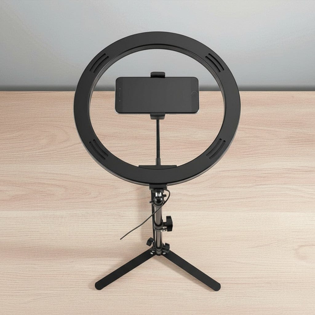Trépied Téléphone avec Anneau Lumineux LED 10 Pouces - Station de Travail Mobile