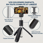 Zoom sur le mât télescopique robuste et le support anti-rayures du Trépied Téléphone CosyStand H1