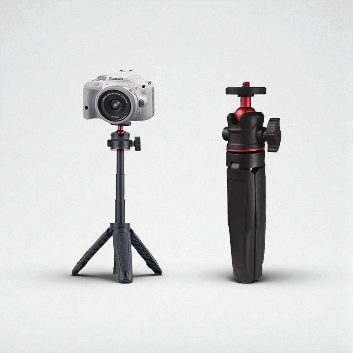 Trépied Téléphone Extensible 3-en-1 - Aluminium Noir et Rouge