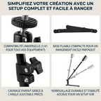 Détails de la structure pliable et de la fixation du Trépied Téléphone HaloDesk