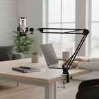 Trépied Téléphone Overhead avec Éclairage Annulaire - Support Bureau Articulé pour Smartphone