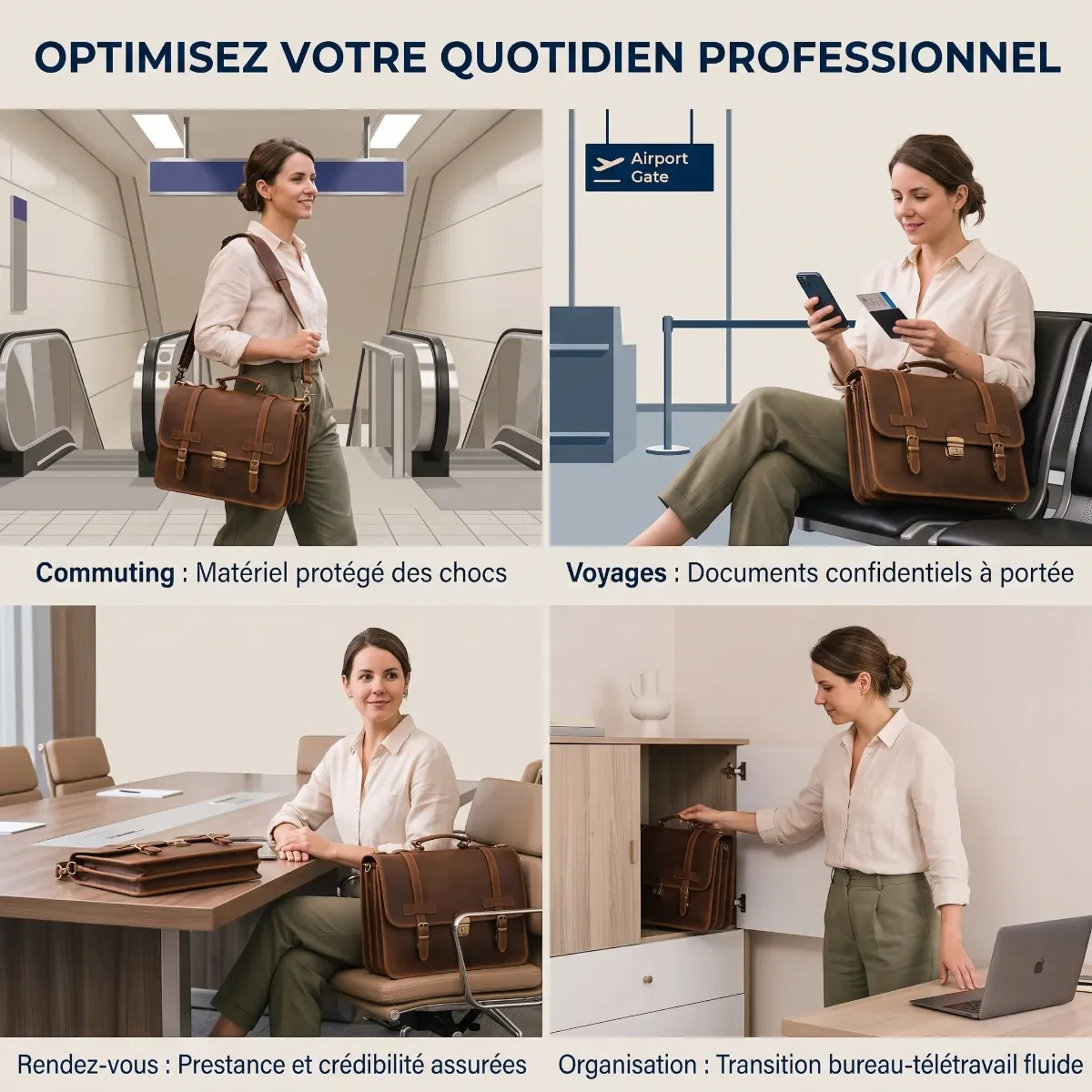Trivault, le porte-documents homme hybride et sac ordi femme polyvalent, idéal pour le commuting, les voyages et le télétravail.