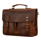 Twinora porte-documents homme marron (cuir vintage), sac ordi polyvalent.