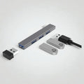 TYPE C Hub USB 4-en-1 en Aluminium - Extension Clip pour PC Portable (USB & USB-C)