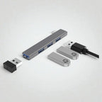 TYPE C Hub USB 4-en-1 en Aluminium - Extension Clip pour PC Portable (USB & USB-C)